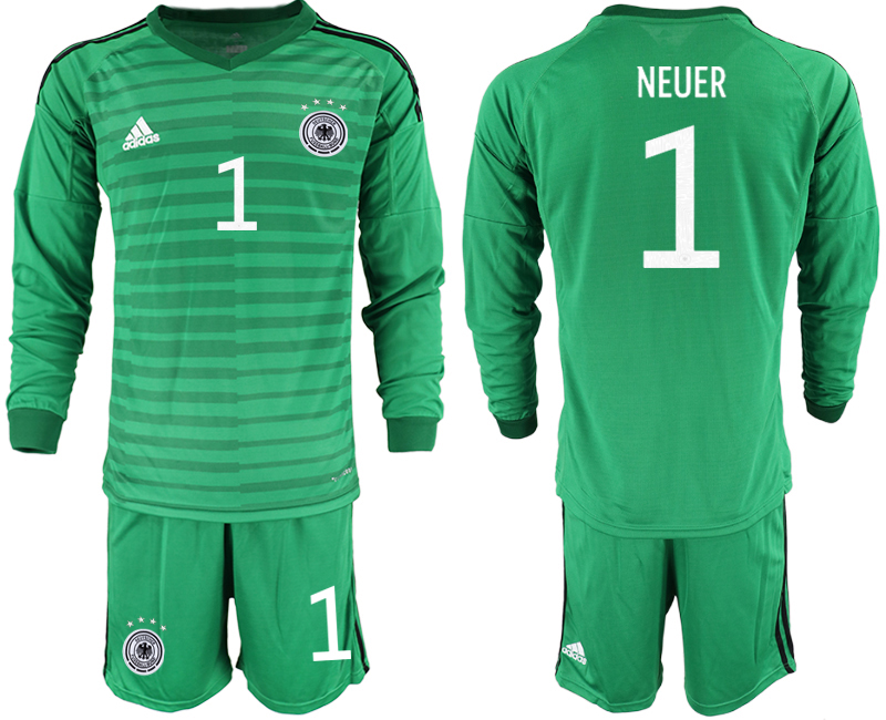Men 2021 European Cup Germany green Long sleeve goalkeeper #1 Soccer Jersey